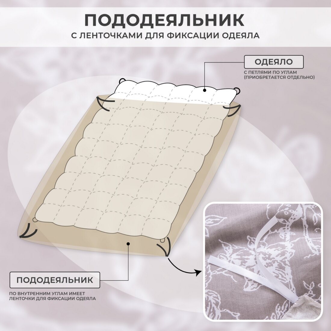 Комплект постельного белья Делюкс Сатин 100% хлопок на резинке LR635 - Image 15